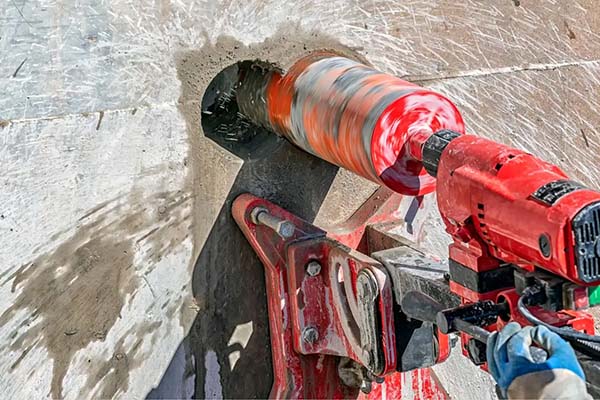 Core drilling in concrete structure